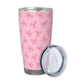 thumbnail image 2 of Susaid Pink Bows Print 20oz Car Cup,Insulated Coffee Cup Fully Spill Proof Travel Coffee Mug, Stainless Steel Tumbler for Work Home Outdoor Car-Straw Three-piece Set, 2 of 8