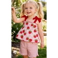 thumbnail image 2 of Aideaone Toddler Girls Summer Outfit 2 Piece Ruffle Sleeveless Shirts Tops Shorts Set Clothes for Baby Girl Sizes 2T-5T, 2 of 5