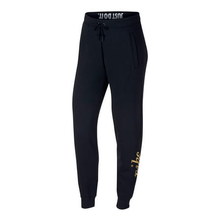 Nike Womens Metallic Logo Athletic Pants Black M