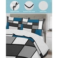 thumbnail image 4 of Quilts Twin Size Bedding Set, Abstract Blue Grey Lightweight Quilted Comforter, Modern Geometric Color Blocks Soft Reversible Bedspread Coverlet with Pillow Covers for All Season, 68" x 86", 4 of 7