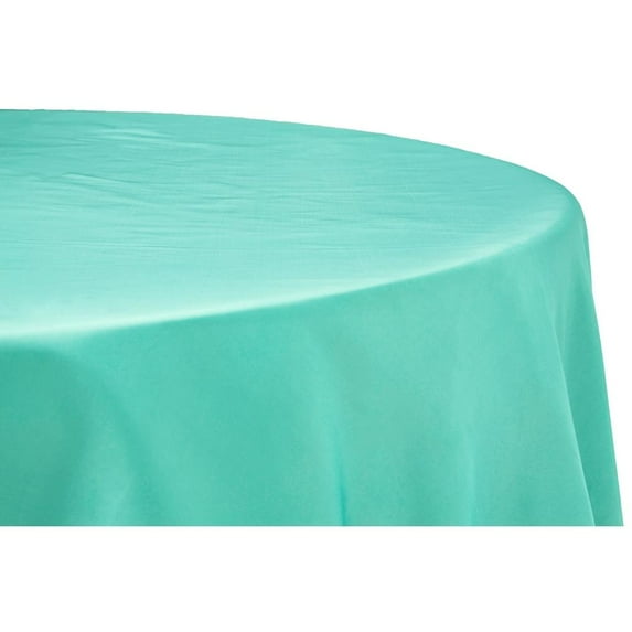 1 Pc, Taffeta Tablecloth 132" Round - Turquoise(Machine Washable) For Weddings, Birthday Celebrations, Quinceaneras Or Special Occasion
