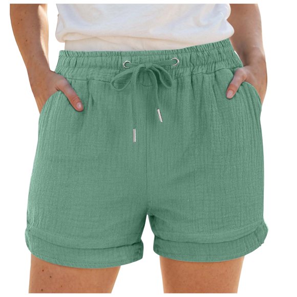 Yammkia Athletic Shorts Women Quick Dry Shorts Lightweight Gym Workout Running Summer Athletic Casual Wear(Mint Green,L)