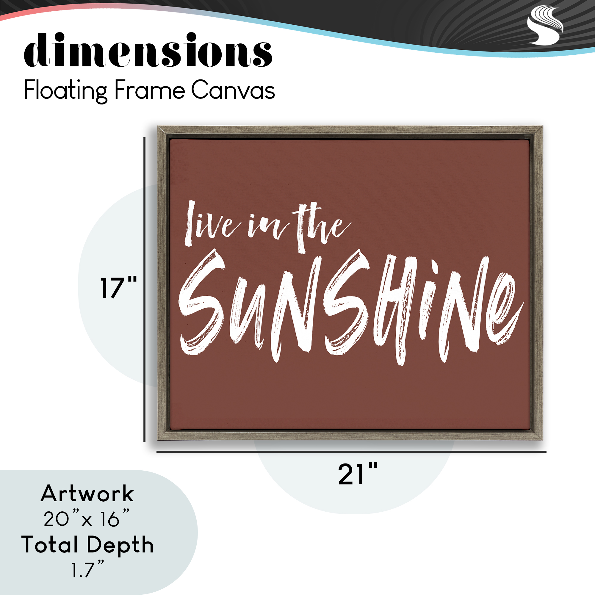 Live In The Sunshine Brown Brown Framed Floater Canvas Wall Art, design by Lettered and Lined