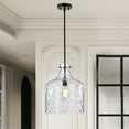 thumbnail image 5 of Warehouse of Tiffany Daelan 1 Light Clear Dimpled Glass Single Light Matte Black Pendant Light, 5 of 6