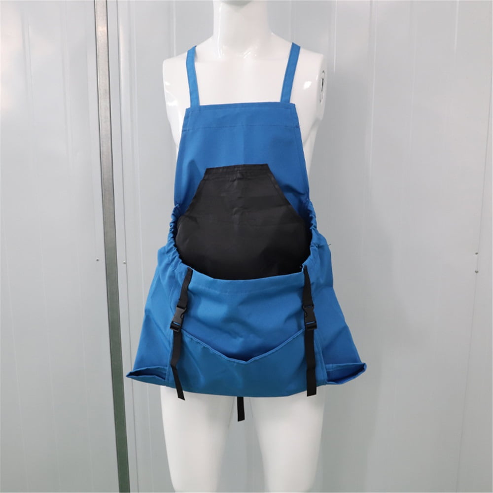 Berry&Bird Harvest Apron, Canvas Gardening Apron with Pockets and Harvesting Pouch Waterproof Harvesting Apron（blue）