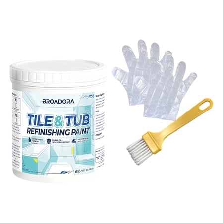 16.9 OZ White Tub and Tile Paint Tub and Tile Paint Refinishing Kit with Gloves & Brushes Durable Bathtub Paint Refinishing Paint for Bathroom Suitable for Ceramic Tile and Shower Dark Grey