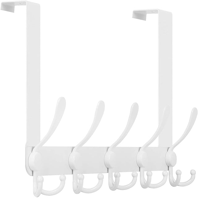 Gancho sobre la puerta, colgador de puerta, ganchos triples para colgar en la puerta, toallero blanco sobre la puerta, perchero para puerta, perchero sobre la puerta para ropa, toallas, parte