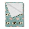thumbnail image 2 of Pig Soft Flannel Fleece Throw Blanket, Doodle Pattern with Pig Boar and Oak Twig on Blue Background in Cartoon Style, Cozy Plush for Indoor and Outdoor Use, 50" x 70", Multicolor, by Ambesonne, 2 of 5