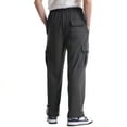 thumbnail image 3 of Mohiass Men's Cargo Sweatpants Loose Fit Pants Joggers for Men with Pockets, Open Bottom Drawstring Trousers Dark Gray L, 3 of 3