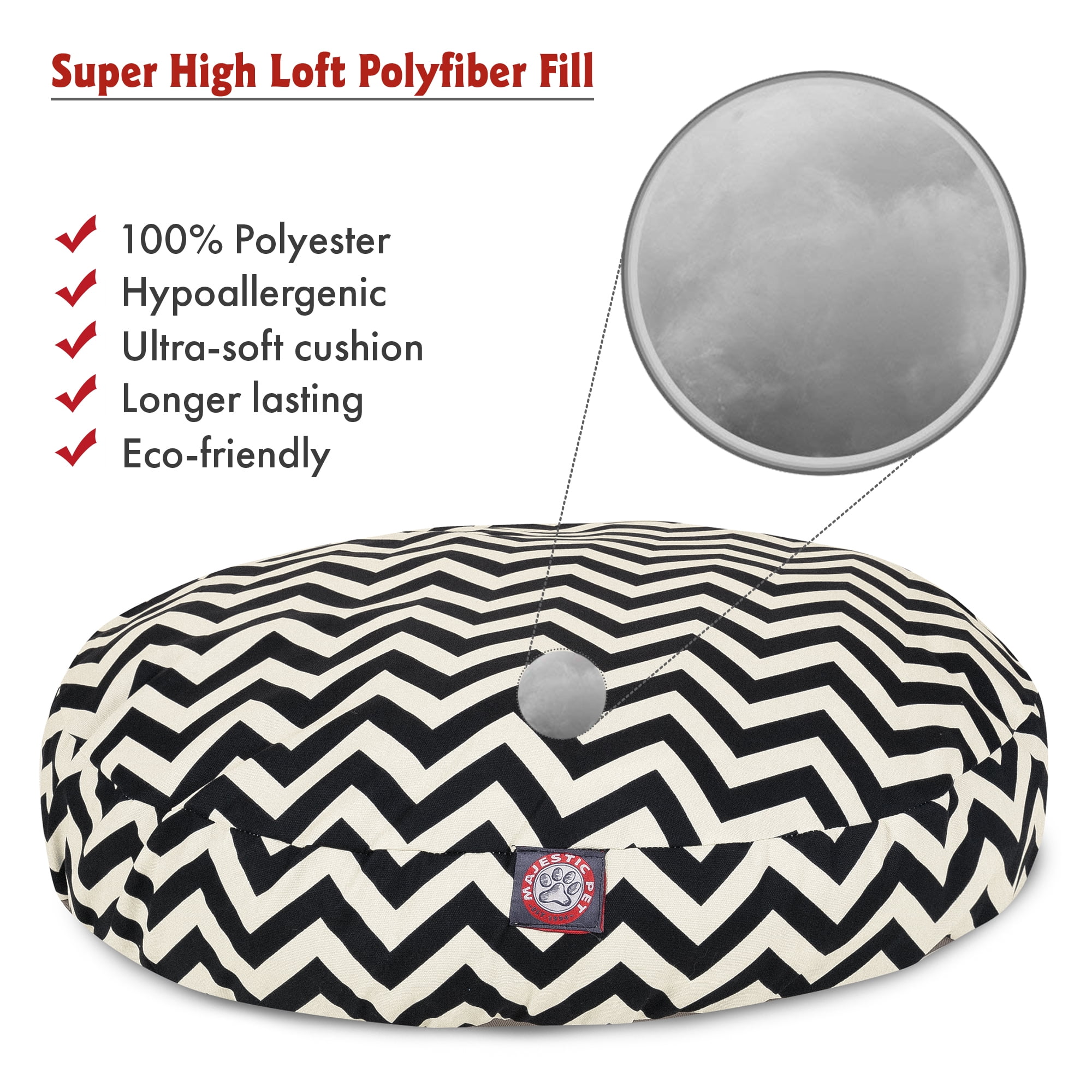 Majestic Pet | Chevron Round Pet Bed For Dogs, Removable Cover, Black, Small
