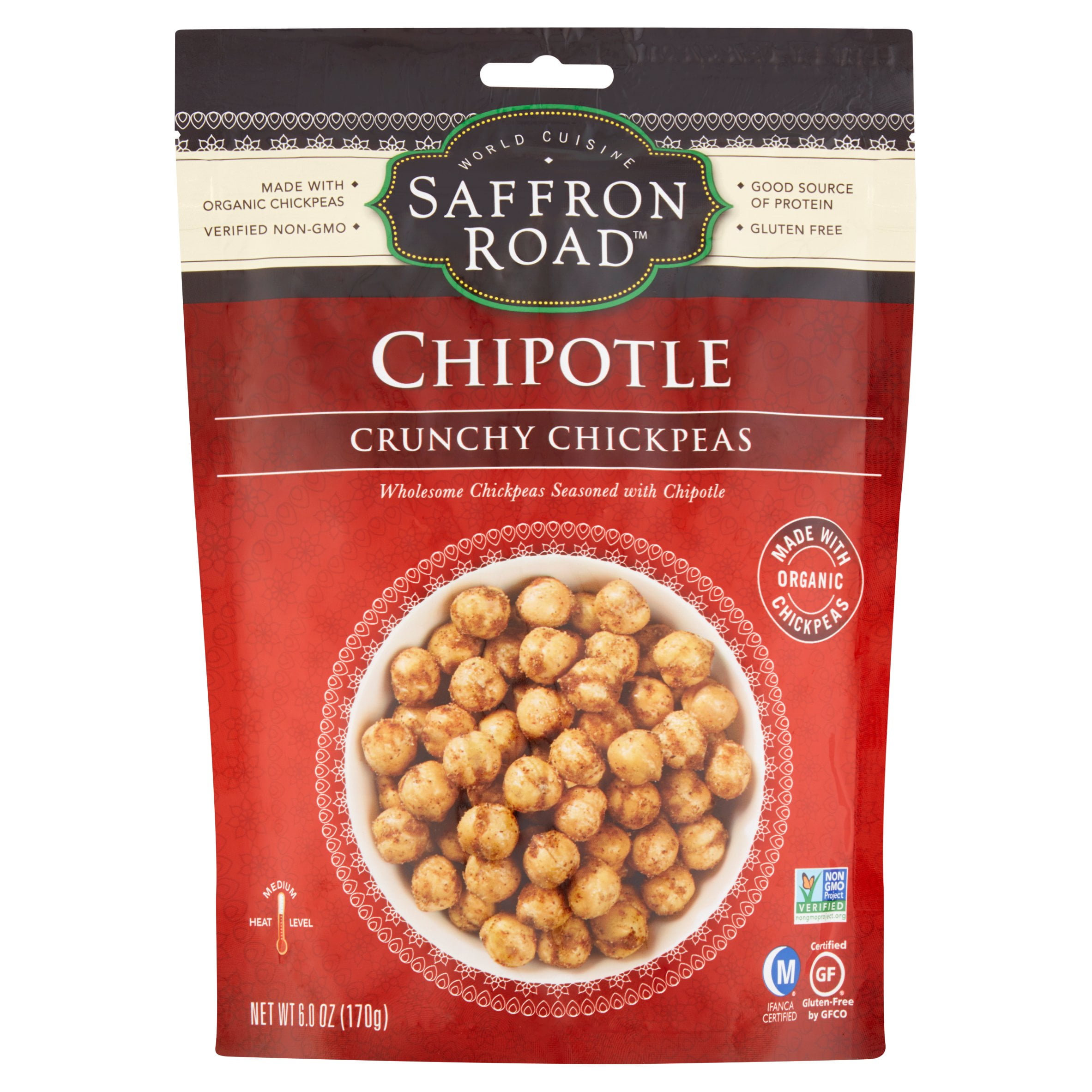 Saffron Road Chipotle Crunchy Chickpeas, 6 oz, 12 pack by American Halal Company, Inc.