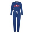 thumbnail image 4 of Ecqkame Christmas Outfit Sets for Women 2 Piece Casual Crew neck Long Sleeve Tops Drawstring pants Set Fashionable Printed Tracksuit with Pockets Blue M, 4 of 5