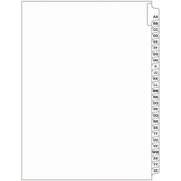 Compatible Letter Size Tab Divider, Side AA-ZZ, 26 Tabs, 2/Sets