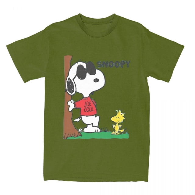 Camiseta de algodón de anime para hombre y mujer, Snoopy, JOE COOL, The Peanuts, Charlie Brown, ropa, camisetas vintage para adultos