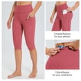 thumbnail image 2 of BALEAF Capri Leggings for Women with Pockets Knee Length Capris Pants Tummy Control Yoga Workout Exercise Casual Rose Wine L, 2 of 7