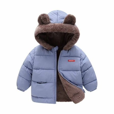 

TUOBARR Toddler Baby Boys Girls Autumn Winter Fleece Padded Jacket Hooded Zip Jacket Coat Blue(2-8Years)