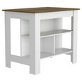 thumbnail image 3 of DUOSONG Kitchen Island, Kitchen Table 35" H, Four Legs, Three Open Storage Shelves, White / Walnut Multicolor Particle Board Furniture Dining Furniture Kitchen Islands & Carts, 3 of 8