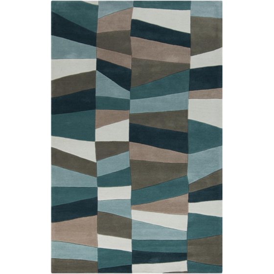 8' Miedoso White, Blue and Brown Hand Tufted Polyester Round Area Throw