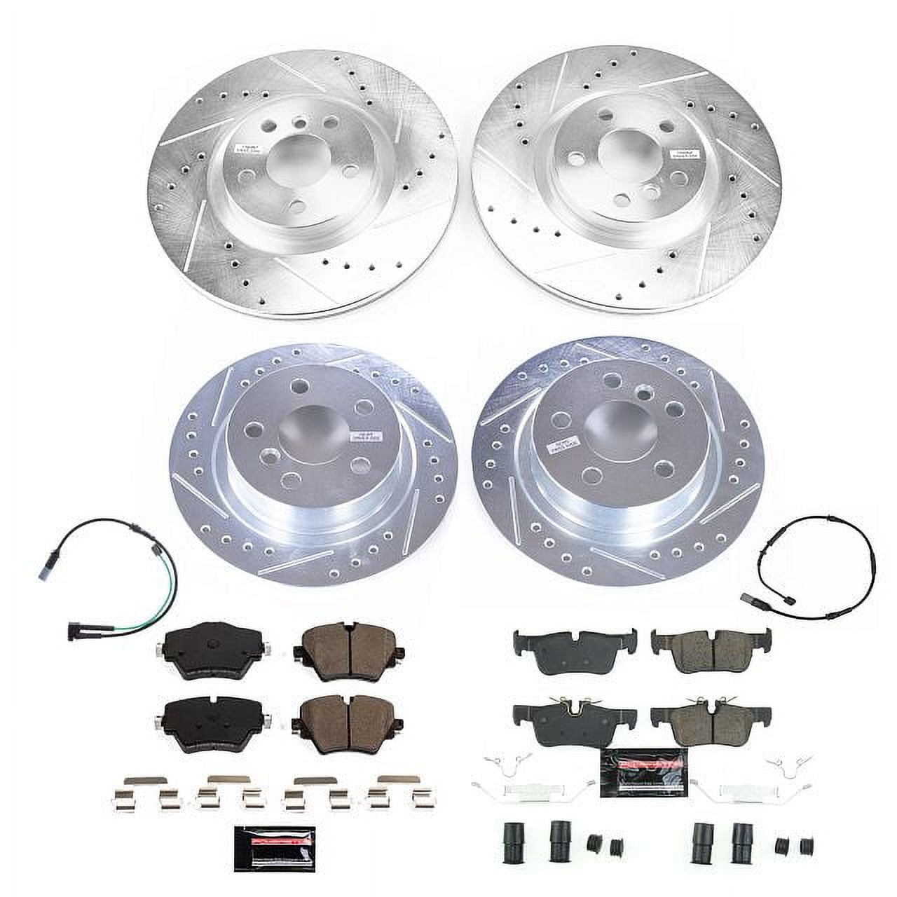 PowerStop Front and Rear Z23 Evolution Sport Carbon-Fiber Ceramic Brake Pad and Drilled & Slotted Rotor Kit Fits: MINI COOPER Select Models K8909
