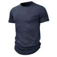 thumbnail image 4 of DeHolifer T Shirt for Men Short Sleeve Crewneck Solid Color Ribbed T Shirt Loose Casual Tops Blue XL, 4 of 8