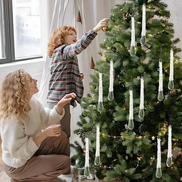 Colgantes De Plástico Adornos navideños de plástico transparente para árbol (juego de Rkxzt