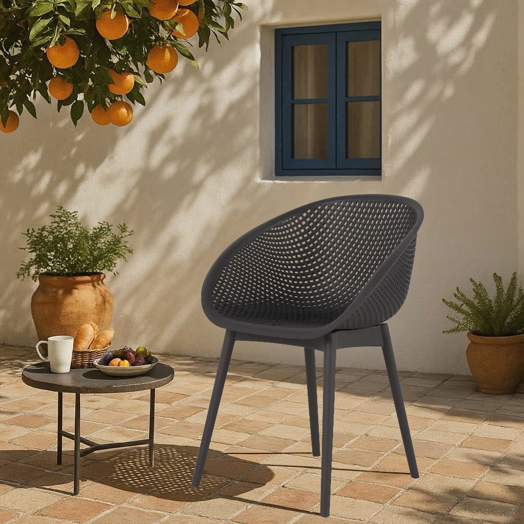 Plastic Lounge Chair, 2 Pack Lightweight Leisure Chair for Patio Beach Garden Backyard, Warm Grey