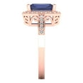 thumbnail image 3 of 2.78 ctw with Simulated Diamond Halo Accents Anniversary Ring for Women | Emerald Cut Simulated Blue Sapphire | Hyperallergenic Solid 18K Rose Gold, 3 of 5