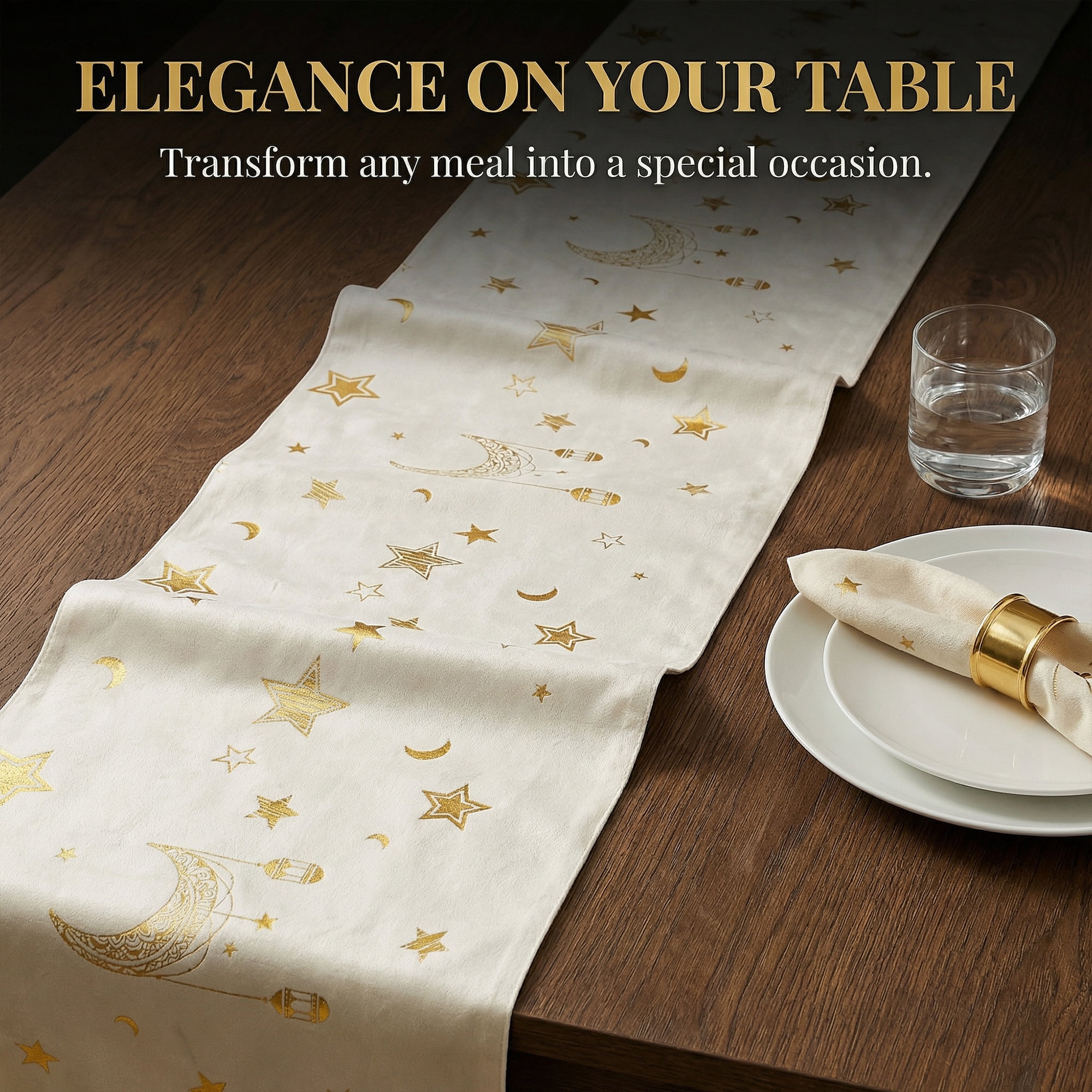 Unique Bargains Long Printed Polyester Table Runner for Decorations White 13"x106.3"