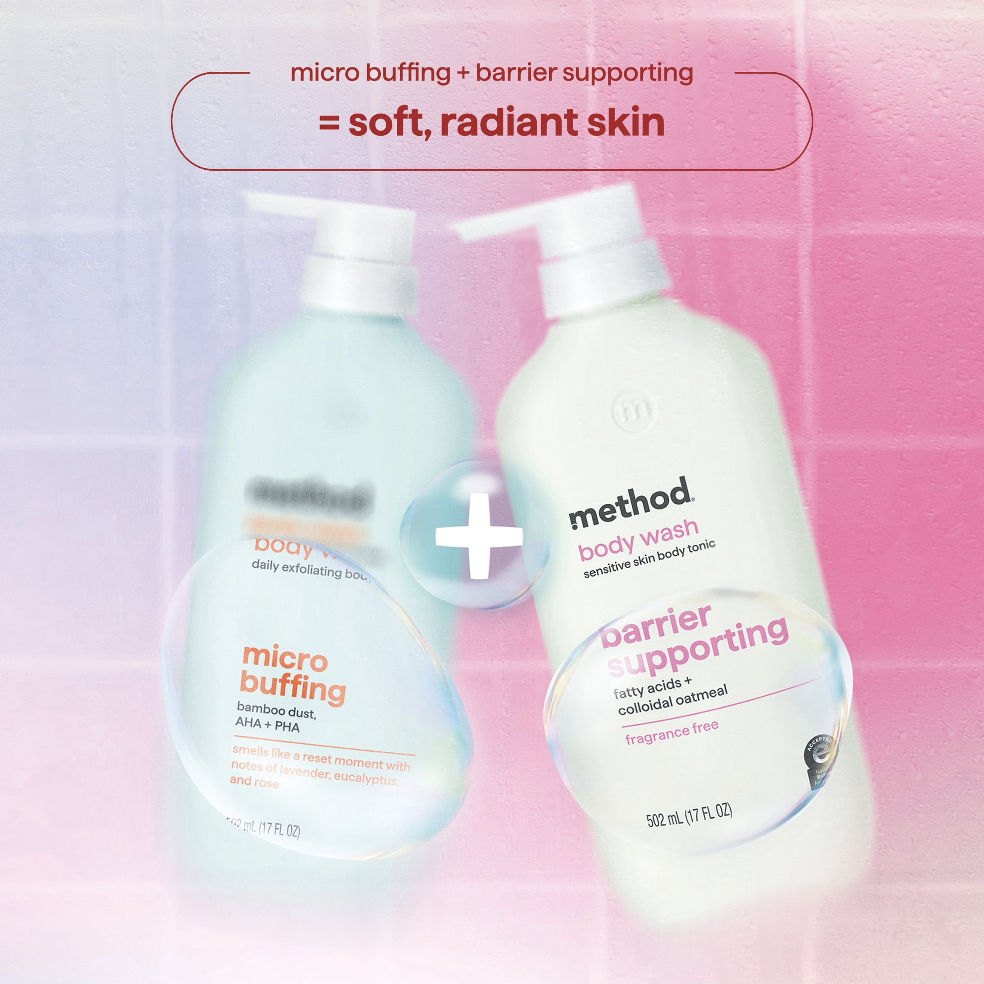 method Barrier Supporting Body Wash - Fragrance-Free for Sensitive & Dry Skin, Made Without Parabens, Fatty Acids & Colloidal Oatmeal, 17 fl oz