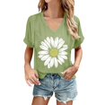thumbnail image 2 of HOWPAY V Neck T Shirts for Women Oversized Sunflower Graphic Short Sleeve Soft Tees Casual Loose Fit Vintage Lightweight Summer Tops Light Green L, 2 of 4