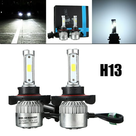 

2pcs Waterproof Car COB LED Headlight Bulbs Night Lighting Bulbs Car Driving Fog Light H13 Lamp Silver Shell 72W 16000LM 6500K