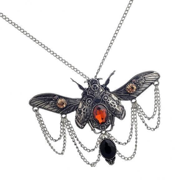 5xPunk Gears Stone Beetle Mecánico Collar Plata Antigua Sunnimix Collar Steampunk