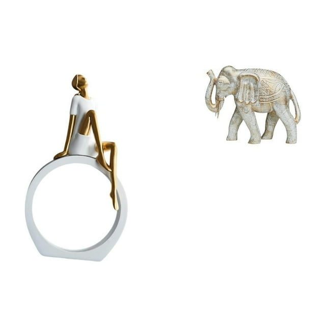 Figura De Elefante De Madera, Estatua Abstracta De Animal, Escultura Tallada A Mano Para Estantería, Dormitorio, Escritorio, Centro De Mesa, Regalo Versátil Para Lectores.