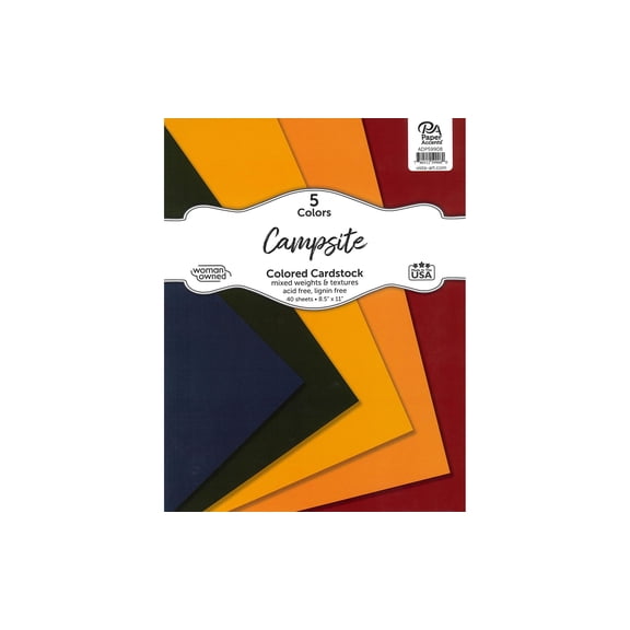 Accent Design Paper Accents Cardstock Variety Pack 8.5x11" 40 Sheets – Campsite Colored Cardstock, Card Stock, Construction Paper for Scrapbooking, DIY, and Art Projects