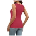 thumbnail image 4 of Povozer Womens Ribbed Tank Tops Square Neck Summer Sleeveless Slim Fitted Color Block Basic Knit Tee Shirts(Red,L), 4 of 6