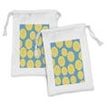 thumbnail image 1 of Lemons Fabric Pouch Set of 2, Citrus Slices Simplistic Summer Theme Tasty Refreshing Pattern, Small Drawstring Bag for Toiletries Masks and Favors, 9" x 6", Sea Blue Earth Yellow, by Ambesonne, 1 of 2