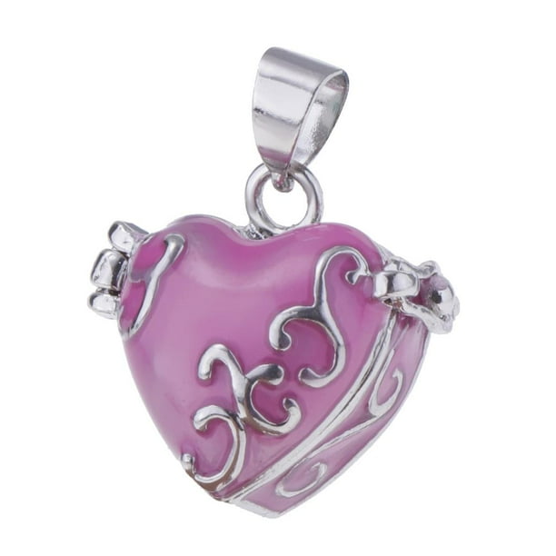 Mini caja en forma de corazón con grabado de flor esmaltada, medallón para cartas de deseos, bisutería. Rosa roja