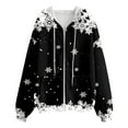 thumbnail image 7 of Wang6 Full Zip up Christmas Hoodies for Women Trendy Long Sleeve Back Reindeer Printed Hooded Sweatshirts Fall Xmas V Neck Loose Fit Tops Black XL, 7 of 7