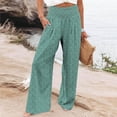 thumbnail image 2 of KHONTS Women's Casual High Waisted Palazzo Pants Wide Leg Trendy Trousers Floral Printed Boho Beach Vacation Pants with Pockets Mint Green XXXL, 2 of 5