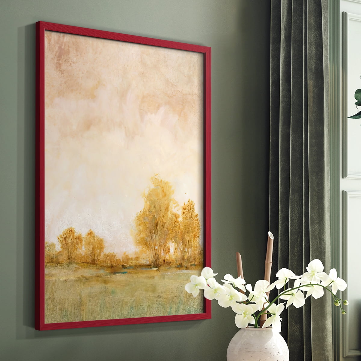 Carefree Day I Framed Print in Red Solid Wood Framed Print No Nail Hanging