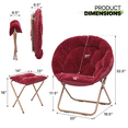 thumbnail image 3 of Magshion Set of 2 Folding Cozy Chair with Footrest, Oversized Faux Fur Saucer Chair with Ottoman for Bedroom, Foldable Lounge Chair and Foot Stool Set, Red, 3 of 12