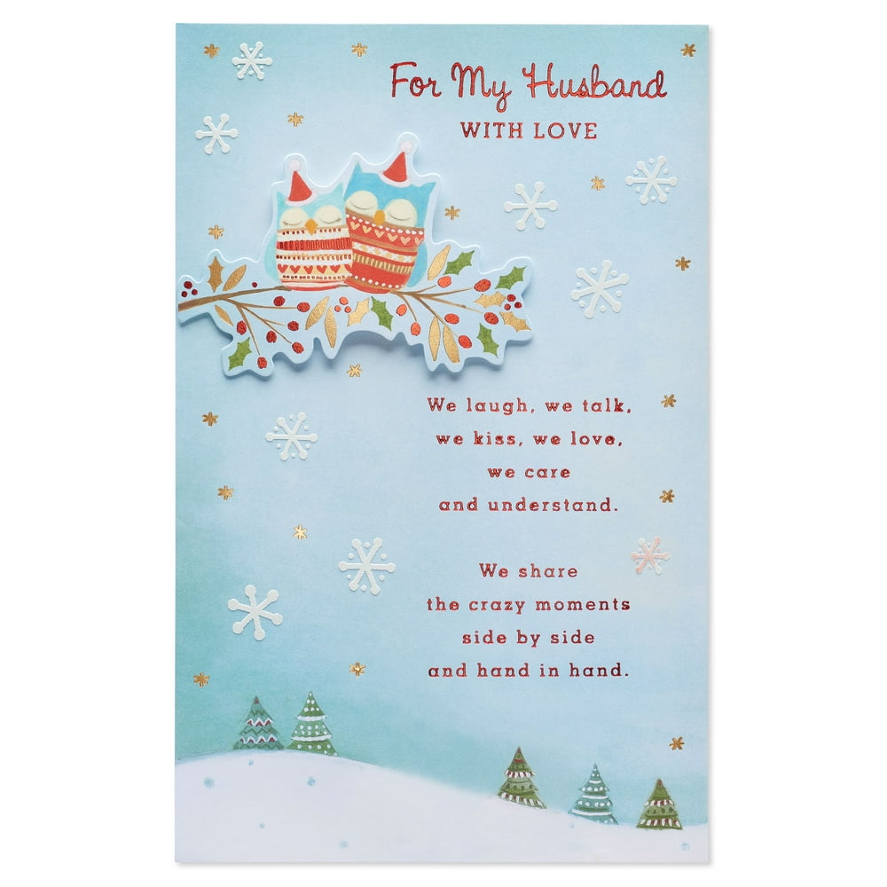 American Greetings Owls Christmas Card for Husband with Foil  Walmart