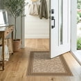 thumbnail image 2 of ODIKA 2'x3' Beige Geometric Mosaic Traditional Border Washable Doormat Intricate Rectangular Tile Motifs With Classic Diamond Chain Framework for Entryway, Kitchen, Laundry Room, Non-Slip, Low Pile, 2 of 7