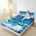 thumbnail image 4 of Feelyou Cartoon Ice Hockey Queen Sheet Sets, Blue Graffiti Splatter Flat Sheet, Teens Kids Boys Girls Queen Fitted Sheet, Microfiber Bedroom Decor, 4-Piece, 4 of 7