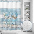 thumbnail image 4 of No Hook Shower Curtain with Built-in Rings - Coastal Washable Waterproof Fabric Bathroom Curtains for Hotel,Rentals, Stall 48 X 72 Inch , Vintage Beach Starfish Shell Aqua Baby Blue, 4 of 9