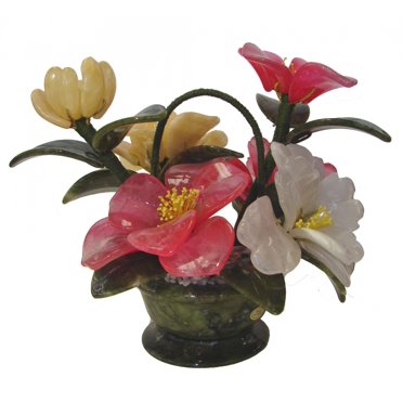 Panier Rond de Fleurs de Jade Pivoine
