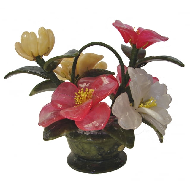 Panier Rond de Fleurs de Jade Pivoine