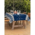 thumbnail image 3 of Outdoor Tablecloth with Umbrella Hole for Patio/Picnic/Party/Camping, Navy Blue Boho Waterproof Table Cloth Rectangle Table Cover Washable, Vintage Ethnic Tribe Abstract Art (60"x 102"), 3 of 8