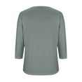 thumbnail image 4 of Women Shirts Casual Blouses for Women Fashion Women's Casual Summer Blouses Solid Color 3/4 Sleeved V-Neck Top, 4 of 5