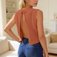 thumbnail image 6 of WAYUTE Women's Tank Tops Backless Tie Up Solid Color Sweater Vest Sleeveless Crewneck Knit Crochet Breathable Crop Tops, 6 of 6
